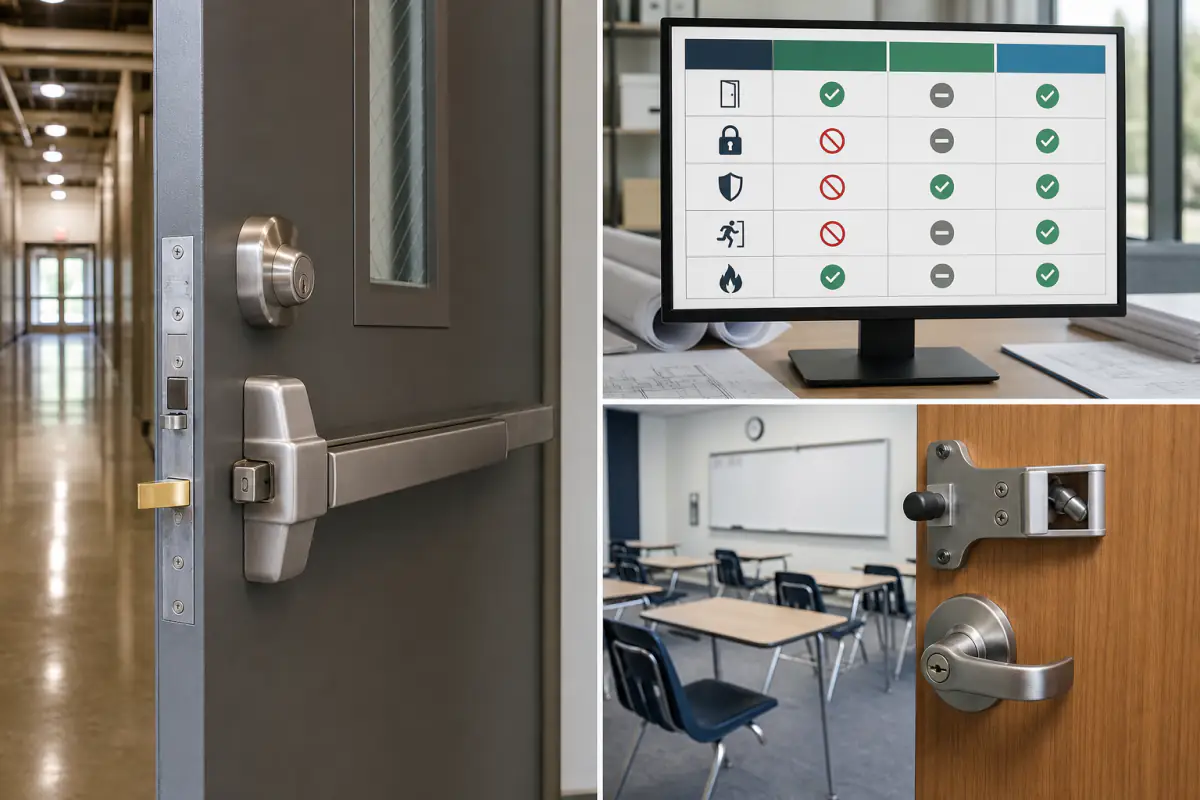 Comparison chart of NFPA 101 and IBC fire code lock requirements