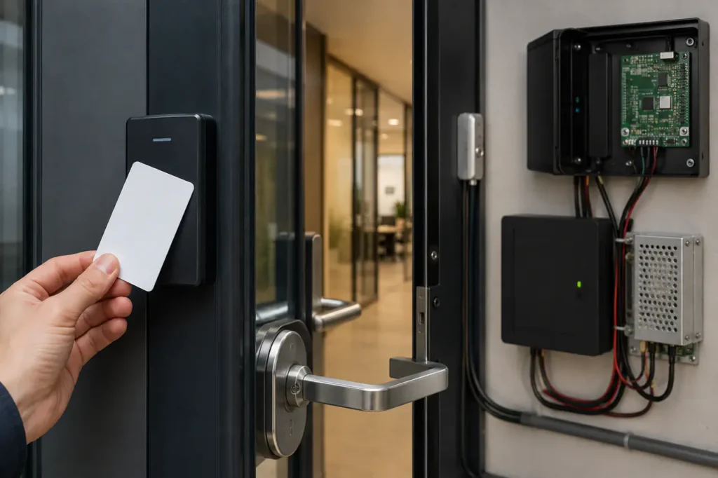 card reader door lock system door hardware installation and access control components